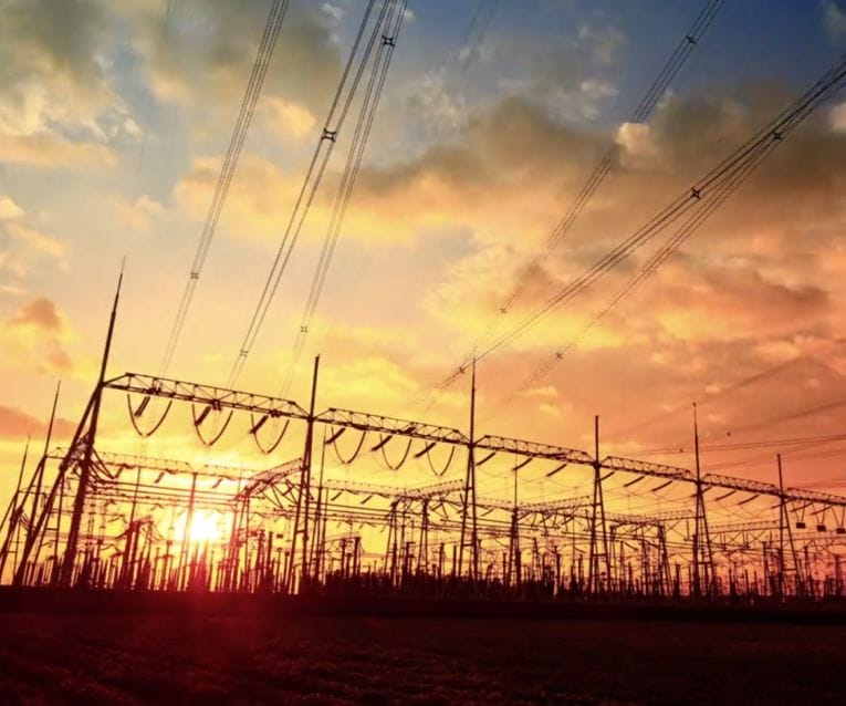 Power plant at sunset