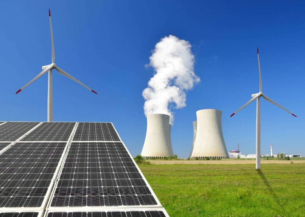 solar, nuclear and wind power